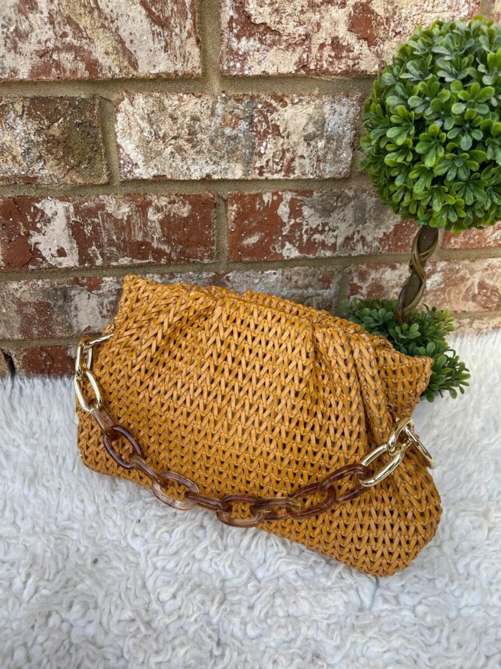 HOUSE OF WANT We Inspire Vegan Faux Leather Shoulder Gold Bag